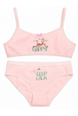 Комплект для девочек (топ+трусики) с кошечкой, пудра