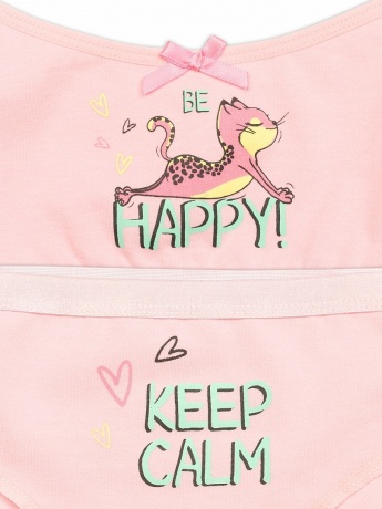 Комплект для девочек (топ+трусики) с кошечкой, пудра