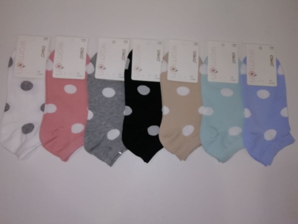 Женские носки короткие,  крупные точки