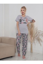 Женская пижама серая с надписями
