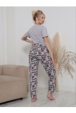 Женская пижама серая с надписями