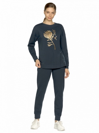 Женский комплект темно-синий с цветком