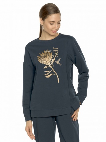 Женский комплект темно-синий с цветком