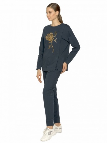 Женский комплект темно-синий с цветком