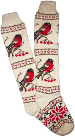 Шерстяные гольфы высокие с рисунками