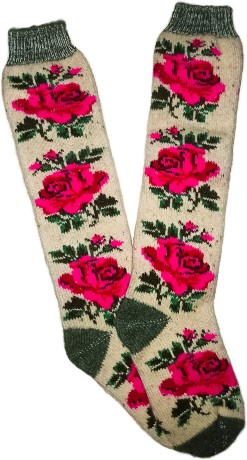 Шерстяные гольфы высокие с рисунками