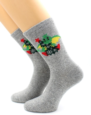 Женские носки Дракончик с елкой (ангора)