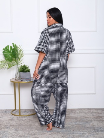 Женская пижама в клетку, большие размеры
