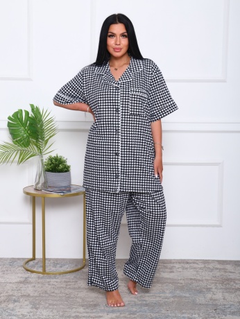 Женская пижама в клетку, большие размеры