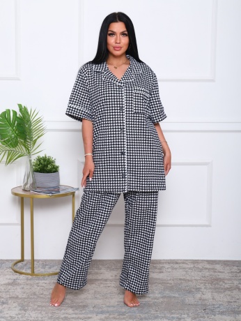 Женская пижама в клетку, большие размеры