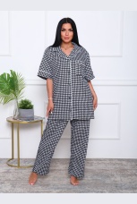 Женская пижама в клетку, большие размеры