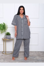 Женская пижама в клетку, большие размеры