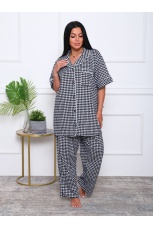 Женская пижама в клетку, большие размеры
