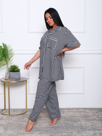 Женская пижама в клетку, большие размеры