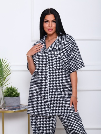 Женская пижама в клетку, большие размеры