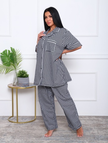 Женская пижама в клетку, большие размеры