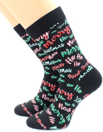 Носки мужские Новогодние надписи (х/б)